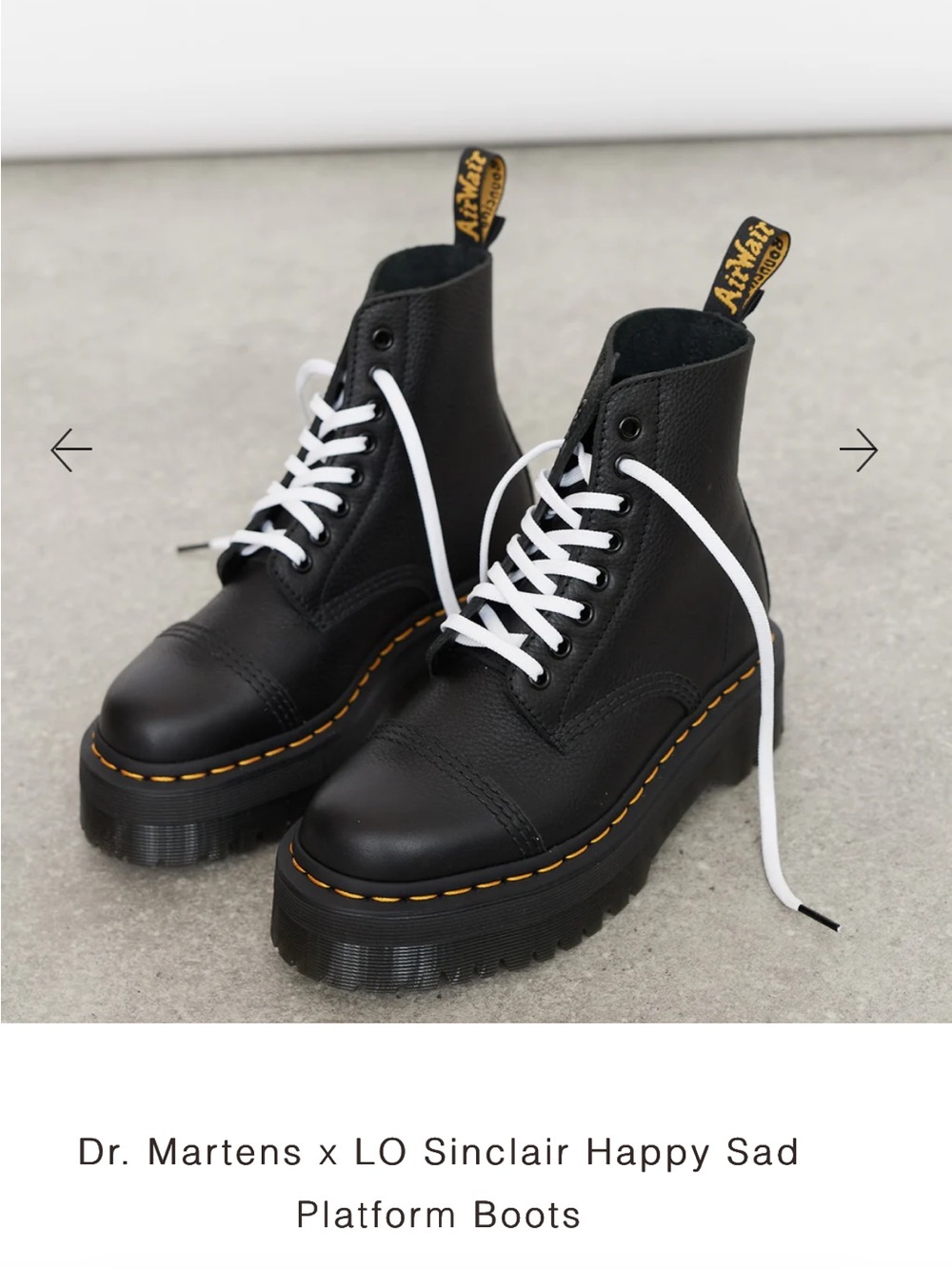US Women’s 8 - Dr. Martens x Lazy Oaf Happy Sad Black Leather Platforms - Picture 12 of 13